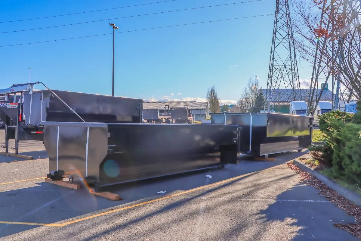 Roll-off dumpster ready for waste disposal at job site for 2 Yard Dumpster Rental in Cape Elizabeth